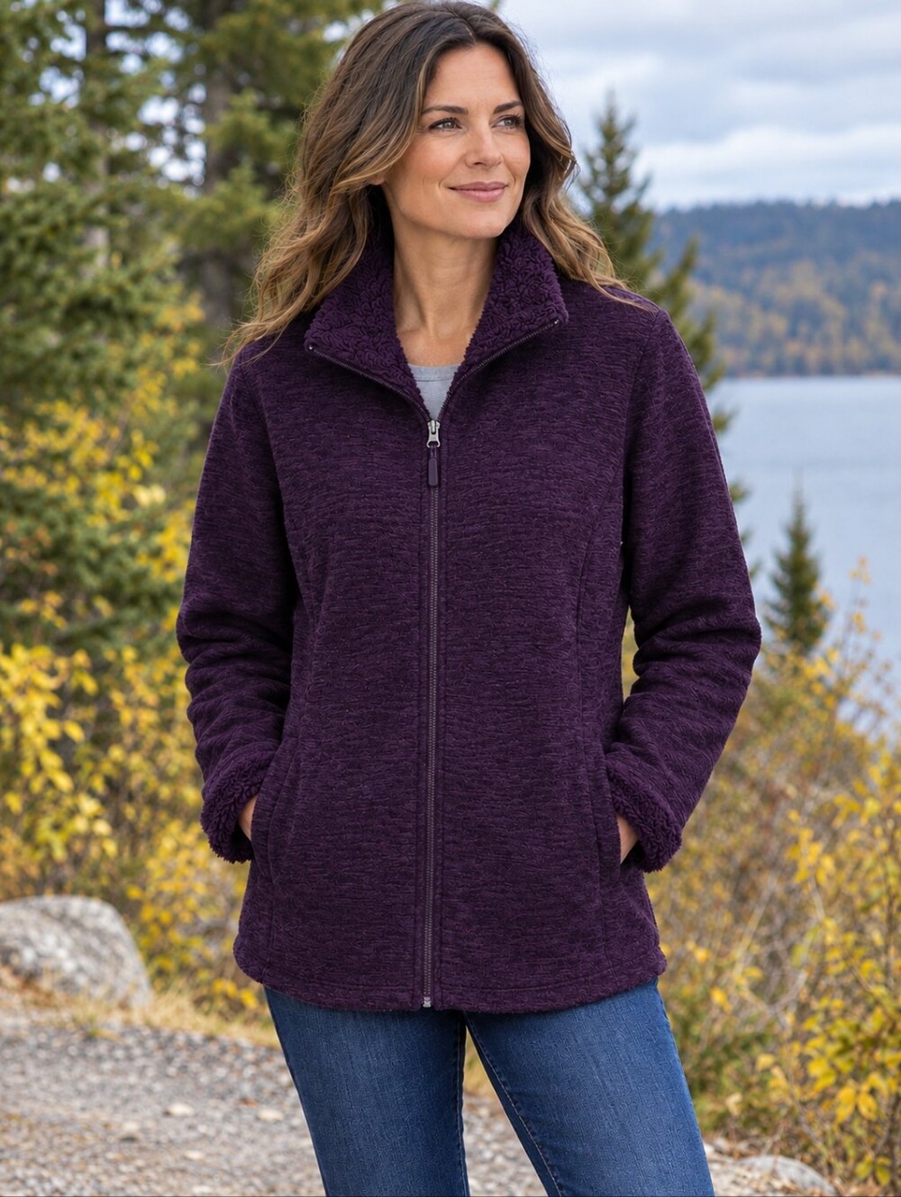 Boston Traders Plum Zip-Up Fleece Jacket
